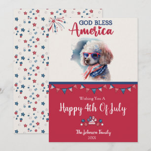 Festiva Perro Patriótico - Caniche Tarjeta del 4 de Julio