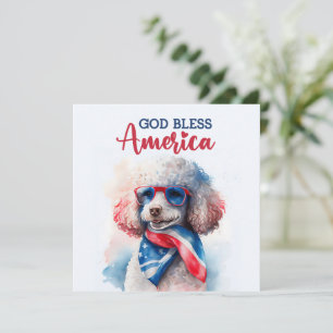 Festiva Perro Patriótico Caniche Tarjeta del 4 de Julio