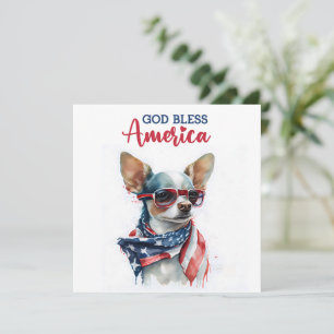 Festiva Perro Patriótico Chihuahua Tarjeta 4 de Julio