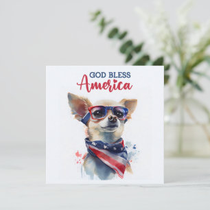 Festiva Perro Patriótico Chihuahua Tarjeta 4 de Julio