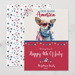 Festiva Perro Patriótico - Chihuahua Tarjeta del 4 de Juli