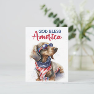 Festiva Perro Patriótico-Dachshund Tarjeta del 4 de Julio