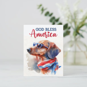 Festiva Perro Patriótico-Dachshund Tarjeta del 4 de Julio