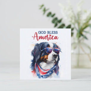 Festiva Perro Patriótico de Berna Tarjeta del 4 de Julio