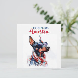 Festiva Perro Patriótico - Doberman Tarjeta del 4 de Julio