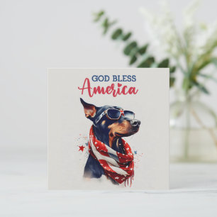 Festiva Perro Patriótico - Doberman Tarjeta del 4 de Julio