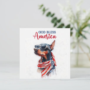 Festiva Perro Patriótico - Doberman Tarjeta del 4 de Julio