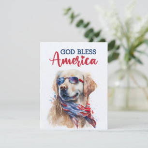 Festiva Perro Patriótico - Golden Retriever Tarjeta del 4