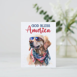 Festiva Perro Patriótico - Golden Retriever Tarjeta del 4