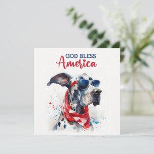 Festiva Perro Patriótico Gran Danés Tarjeta 4 de Julio