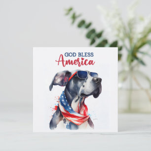 Festiva Perro Patriótico Gran Danés Tarjeta del 4 de Julio