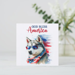 Festiva Perro Patriótico Husky Tarjeta 4 de Julio