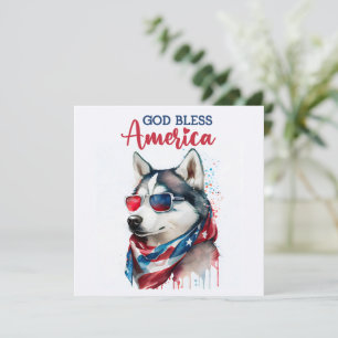 Festiva Perro Patriótico - Husky Tarjeta del 4 de Julio