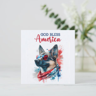 Festiva Perro Patriótico - Pastor Alemán Tarjeta del 4 de 
