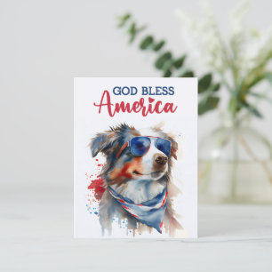 Festiva Perro Patriótico Pastor Australiano Tarjeta 4 de J