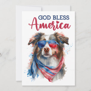 Festiva Perro Patriótico - Pastor Australiano Tarjeta del 