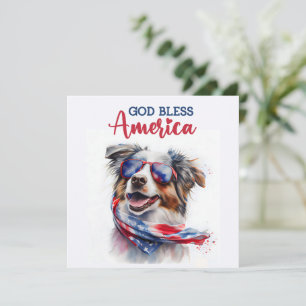 Festiva Perro Patriótico Pastor Australiano Tarjeta del 4