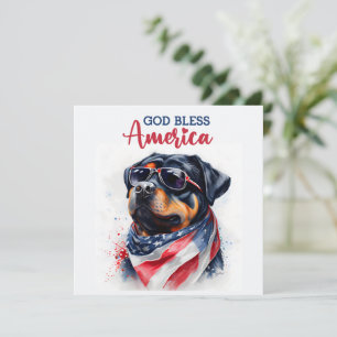 Festiva Perro Patriótico Rottweiler Tarjeta 4 de Julio
