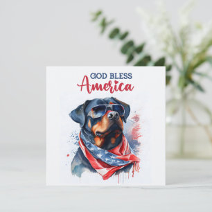 Festiva Perro Patriótico Rottweiler Tarjeta 4 de Julio