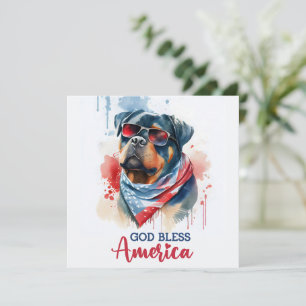 Festiva Perro Patriótico Rottweiler Tarjeta del 4 de Julio
