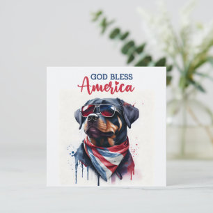 Festiva Perro Patriótico Rottweiler Tarjeta del 4 de Julio