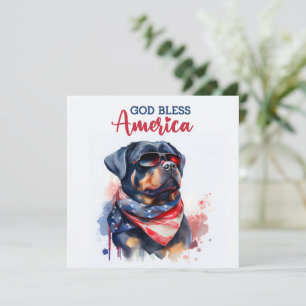 Festiva Perro Patriótico Rottweiler Tarjeta del 4 de Julio