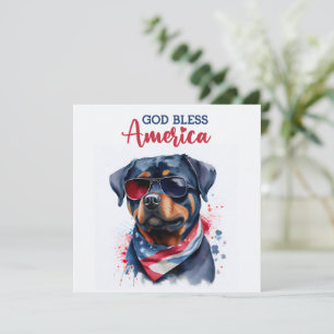 Festiva Perro Patriótico Rottweiler Tarjeta del 4 de Julio