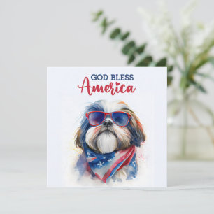Festiva Perro Patriótico - Shih Tzu Tarjeta del 4 de Julio