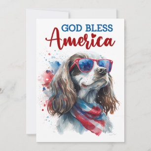 Festiva Perro Patriótico - Spaniel Tarjeta 4 de Julio