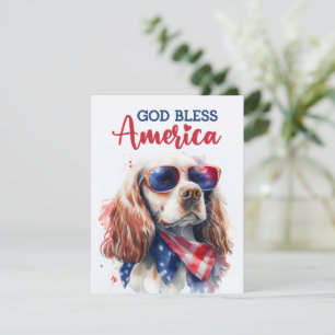 Festiva Perro Patriótico Spaniel Tarjeta 4 de Julio