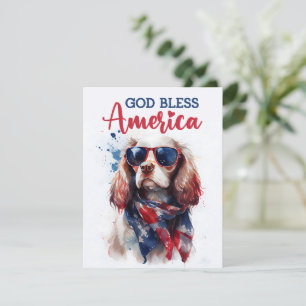 Festiva Perro Patriótico Spaniel Tarjeta del 4 de Julio