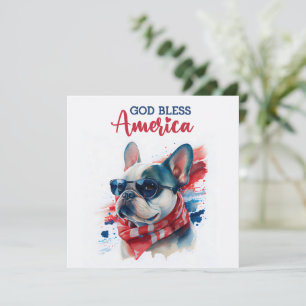 Festiva Perro patriótico - Tarjeta de Bulldog francés 4 de