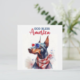 Festiva Perro Patriótico - Tarjeta de Doberman para el 4 d