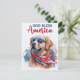 Festiva Perro Patriótico - Tarjeta de Golden Retriever par