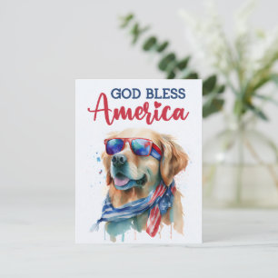 Festiva Perro Patriótico - Tarjeta de Golden Retriever par