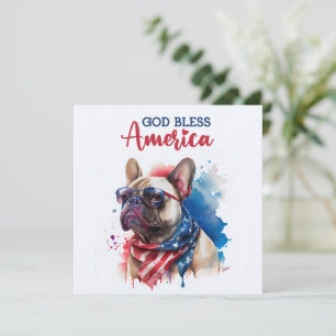 Festiva Perro Patriótico - Tarjeta de perro bulldog francé