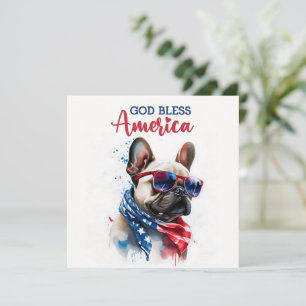Festiva Perro Patriótico - Tarjeta de perro bulldog francé
