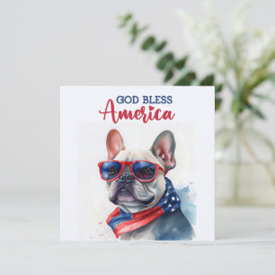 Festiva Perro Patriótico - Tarjeta de perro bulldog francé