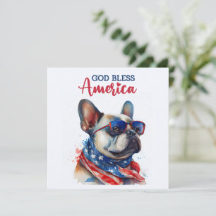 Festiva Perro Patriótico - Tarjeta de perro bulldog francé
