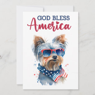 Festiva Perro Patriótico - Yorkie Tarjeta del 4 de Julio