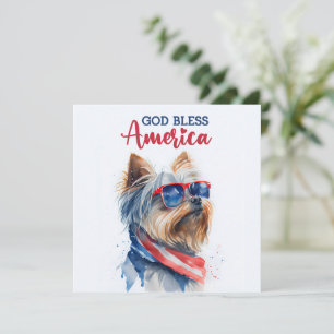 Festiva Perro Patriótico-Yorkie Tarjeta del 4 de Julio