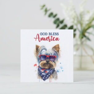 Festiva Perro Patriótico-Yorkie Tarjeta del 4 de Julio