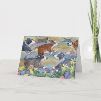 Festiva Perros de caza de huevos, tarjeta de color de bord