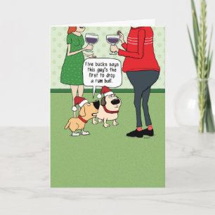 Festiva Perros divertidos en la tarjeta de Navidades Fiest