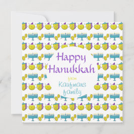 Festiva Personalizado añada su nombre Hanukkah tarjeta lin