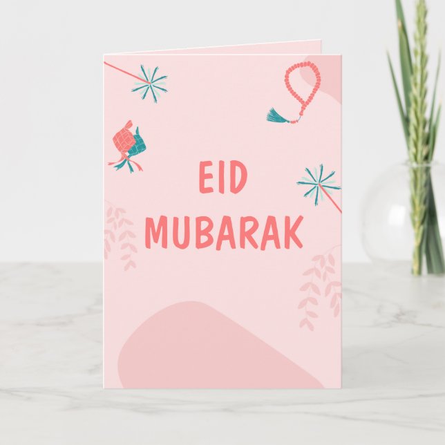 Festiva Personalizado Cute Moderna Tarjeta De Eid Mubarak  (Anverso)