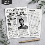 Festiva Personalizado en la edición de 1985 de la tarjeta<br><div class="desc">Ya en 1985 Periódico de Cumpleaños - Haga especial su cumpleaños con nuestro Periódico de Cumpleaños Personalizado! Está lleno de recuerdos de su año de nacimiento, además de agregar su foto y su biografía. Edite el texto que quiera y descárguelo, imprimirlo como una tarjeta o ponerlo en otros regalos de...</div>