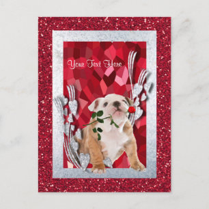 Festiva Personalizar del perrito del bulldog él postal de