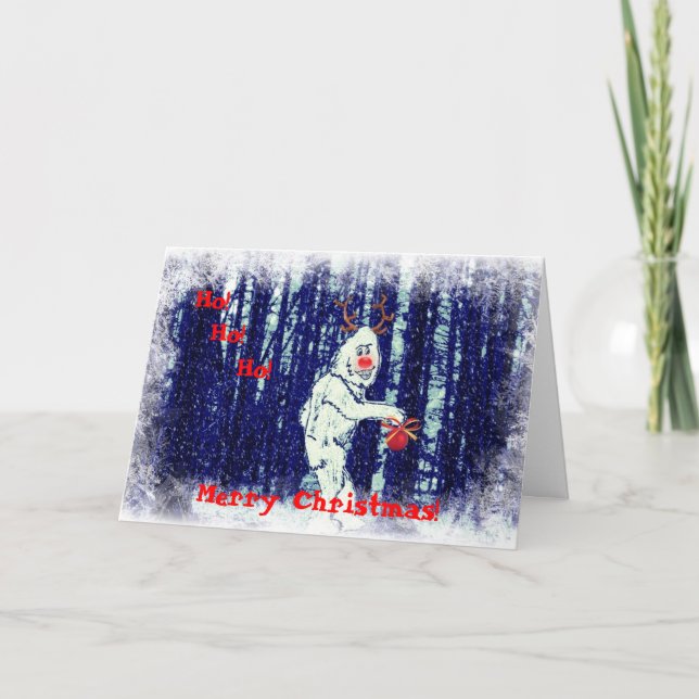 Festiva Pie grande en la tarjeta de Navidades forestales (Anverso)