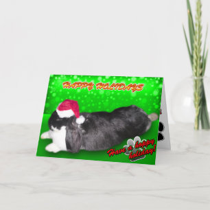 Festiva Pika Holiday Santa Hat - Tarjeta Conejo Conejo Con